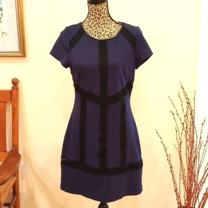 Laundry by Shelli Segal Knee Length Cap Sleeve Ladies Dress Size:10 Color:Navy